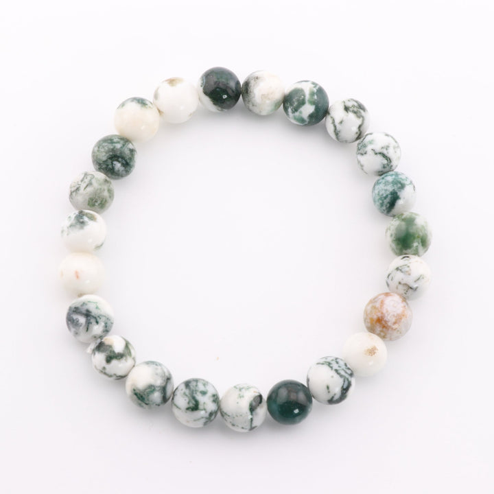 Tree Agate Metal-Free Stretch Bracelet – 8mm Natural Earth Stone Jewelry