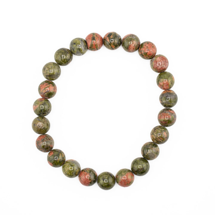 Pulsera de unakita natural: accesorio de piedra preciosa de 8 mm sin metal