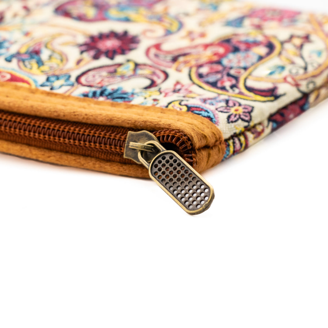 Authentic Turkish Paisley Zippered Wristlets – Ivory Garden & Navy Mosaic
