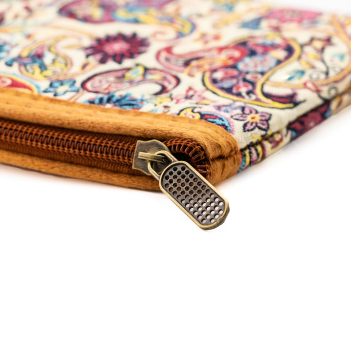 Authentic Turkish Paisley Zippered Wristlets – Ivory Garden & Navy Mosaic