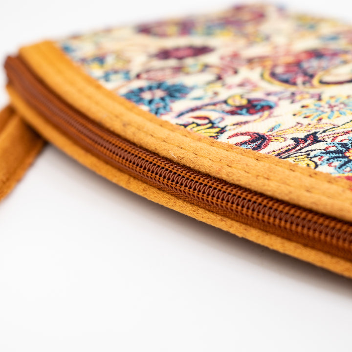 Authentic Turkish Paisley Zippered Wristlets – Ivory Garden & Navy Mosaic