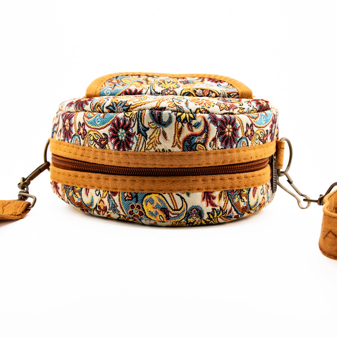 Authentic Turkish Round Paisley Handbags – Ivory Bloom, Crimson Vine, & Anatolian Jade