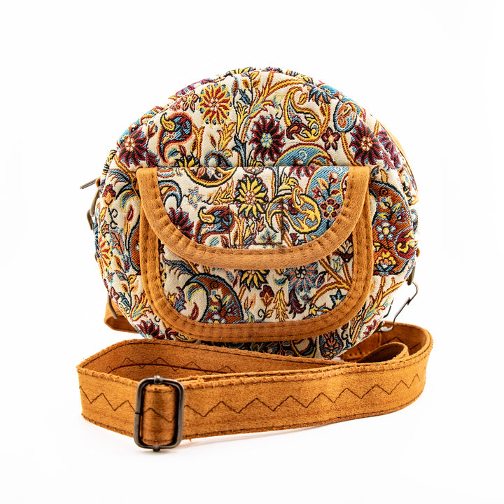 Authentic Turkish Round Paisley Handbags – Ivory Bloom, Crimson Vine, & Anatolian Jade