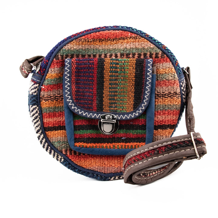 Authentic Turkish Round Bohemian Handbag – Earth Stripe