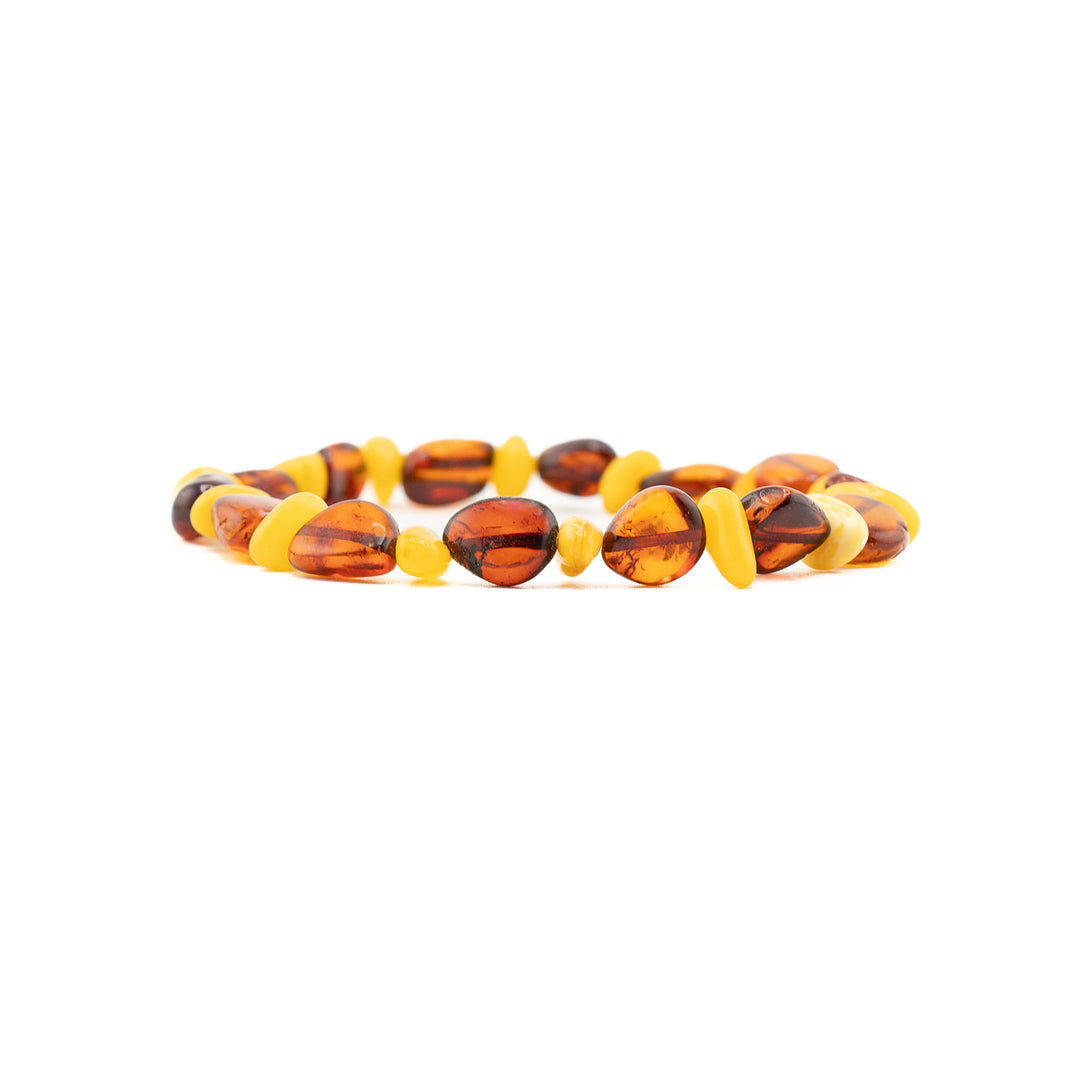 Raw Baltic Amber Healing Bracelet – Brown & Yellow Beads for Pain Relief & Calming Energy