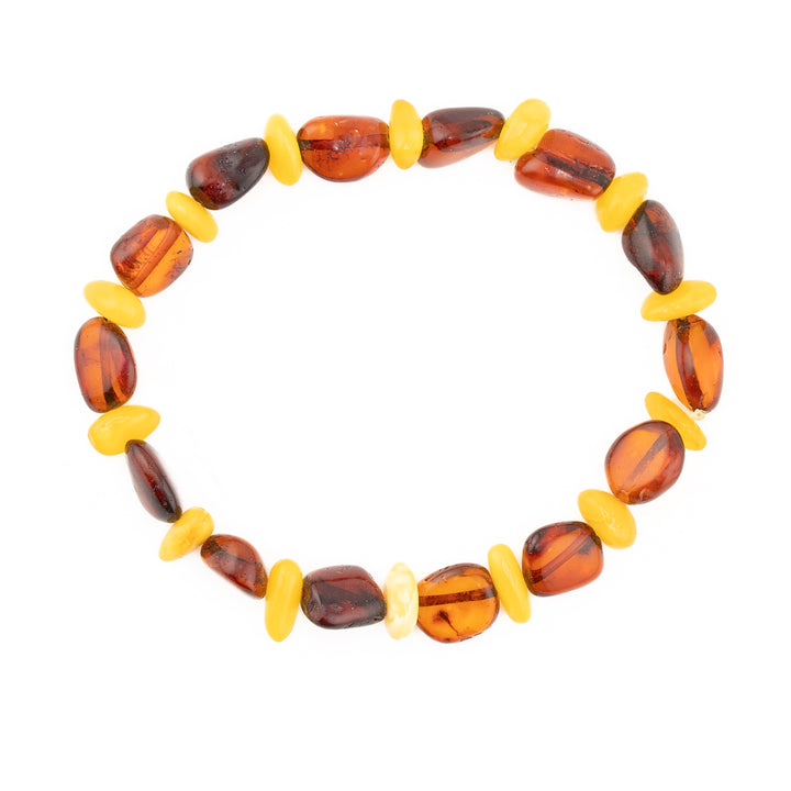 Raw Baltic Amber Healing Bracelet – Brown & Yellow Beads for Pain Relief & Calming Energy