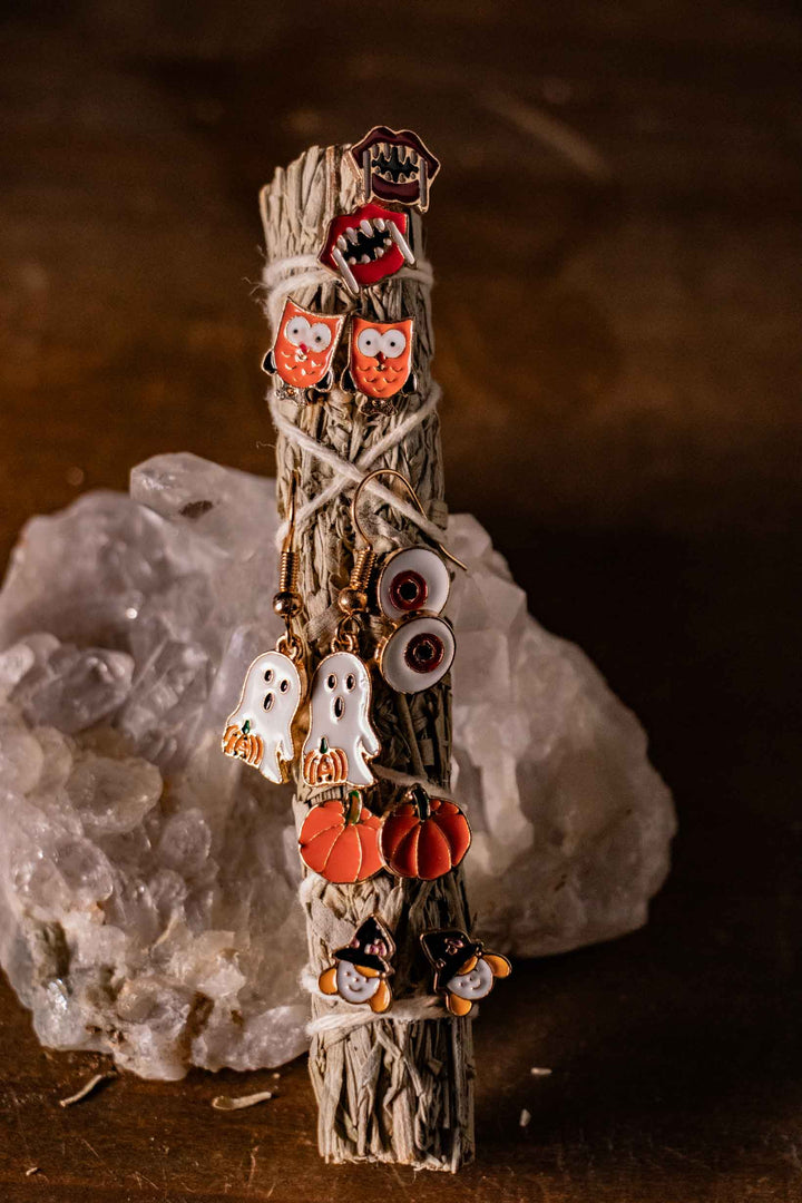 Pumpkin Patch Halloween Earring Set – 6 Pairs of Spooky Studs
