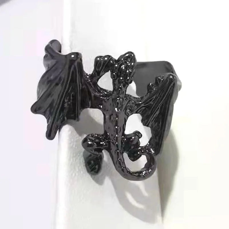 Dragon Ring – Mythical Winged Dragon Wrap Ring in Silver, Gold, or Black