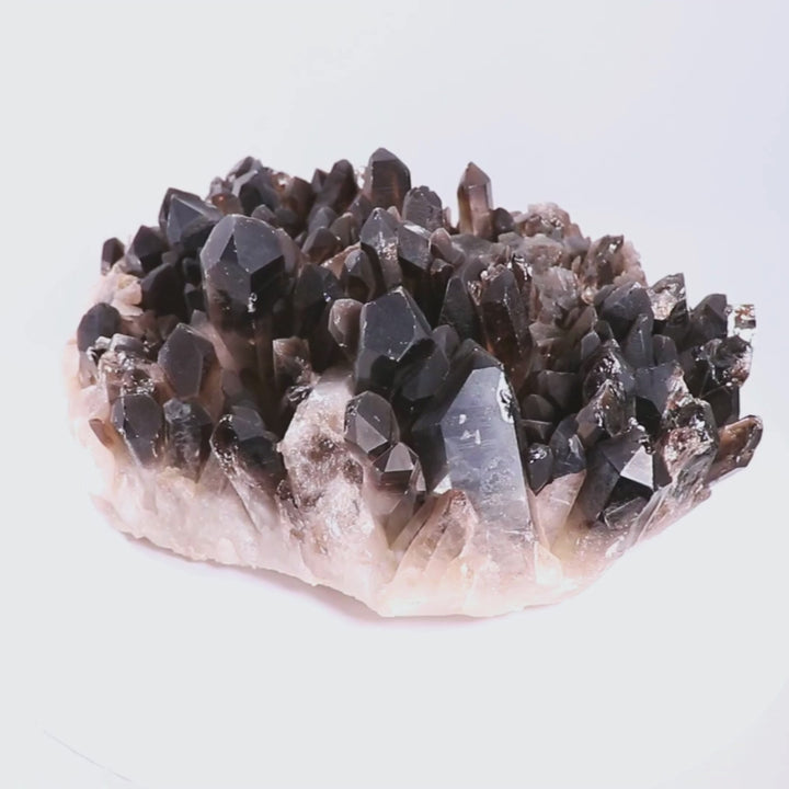 Raro racimo de cuarzo ahumado “Trono de obsidiana” – 23 lb