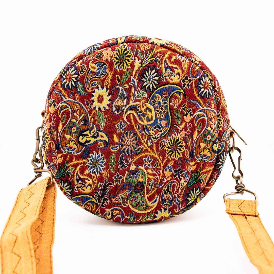 Authentic Turkish Round Paisley Handbags – Ivory Bloom, Crimson Vine, & Anatolian Jade