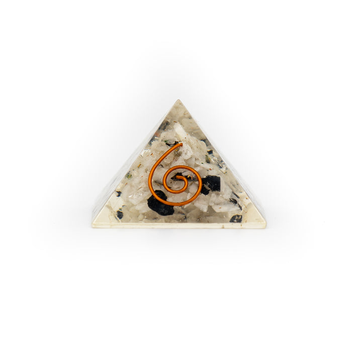 Mini Orgonite Pyramid with Clear Quartz & Black Tourmaline – Pocket-Sized Energy Cleanser & EMF Shield