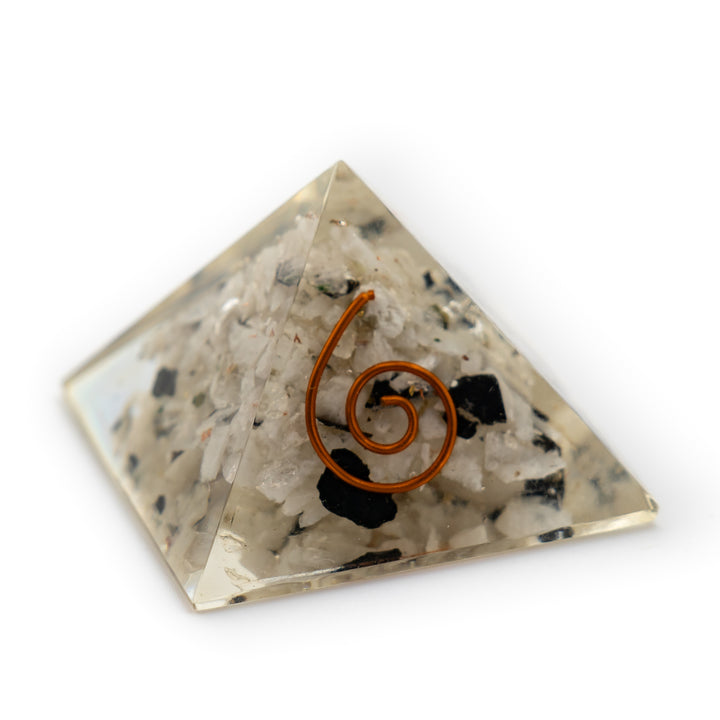 Mini Orgonite Pyramid with Clear Quartz & Black Tourmaline – Pocket-Sized Energy Cleanser & EMF Shield