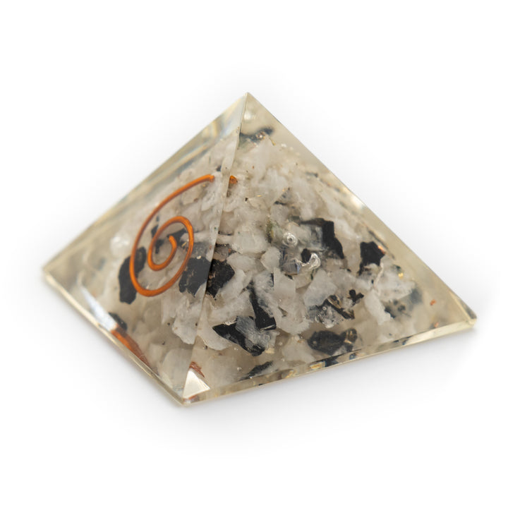 Mini Orgonite Pyramid with Clear Quartz & Black Tourmaline – Pocket-Sized Energy Cleanser & EMF Shield