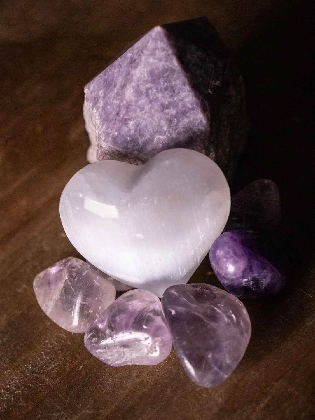 Rose quartz heart and amethyst pieces, Stoneage digital gift card