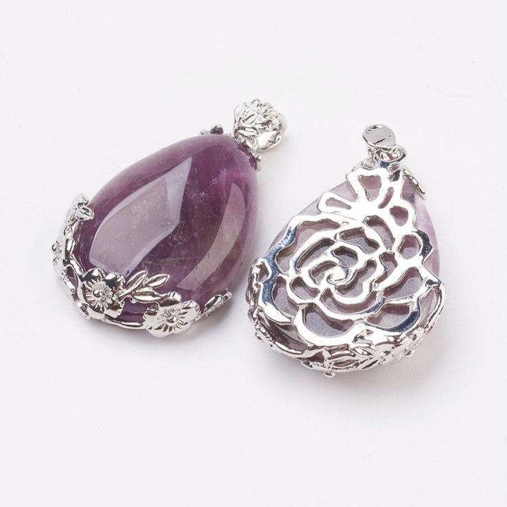 Handcrafted Teardrop Amethyst Gemstone Pendant – Serenity & Style Unearthed