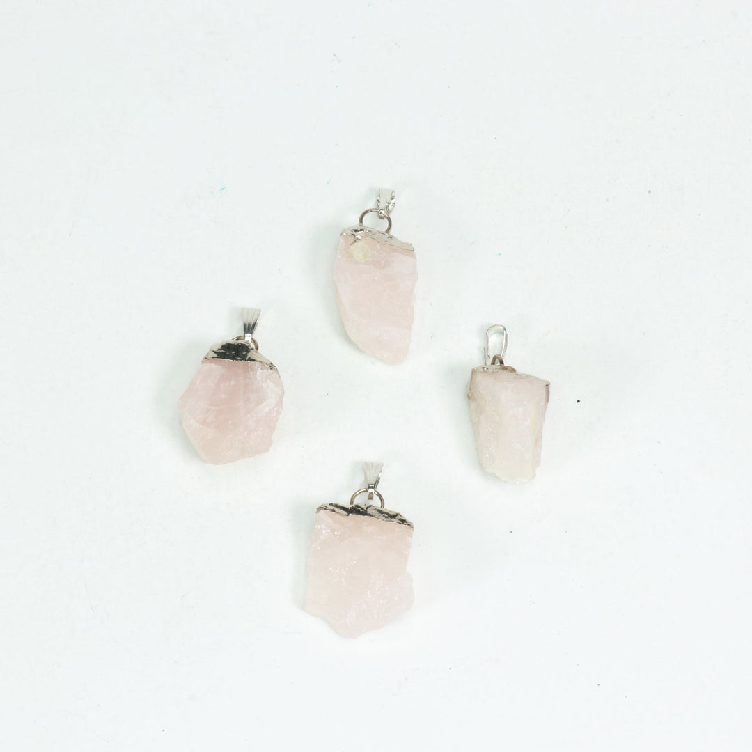 Handcrafted Natural Rose Quartz Gemstone Pendant Necklace