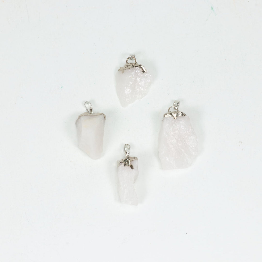 Handcrafted Natural Milky Quartz Gemstone Pendant Necklace