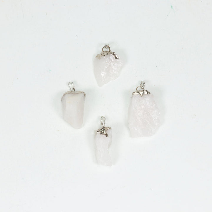 Handcrafted Natural Milky Quartz Gemstone Pendant Necklace