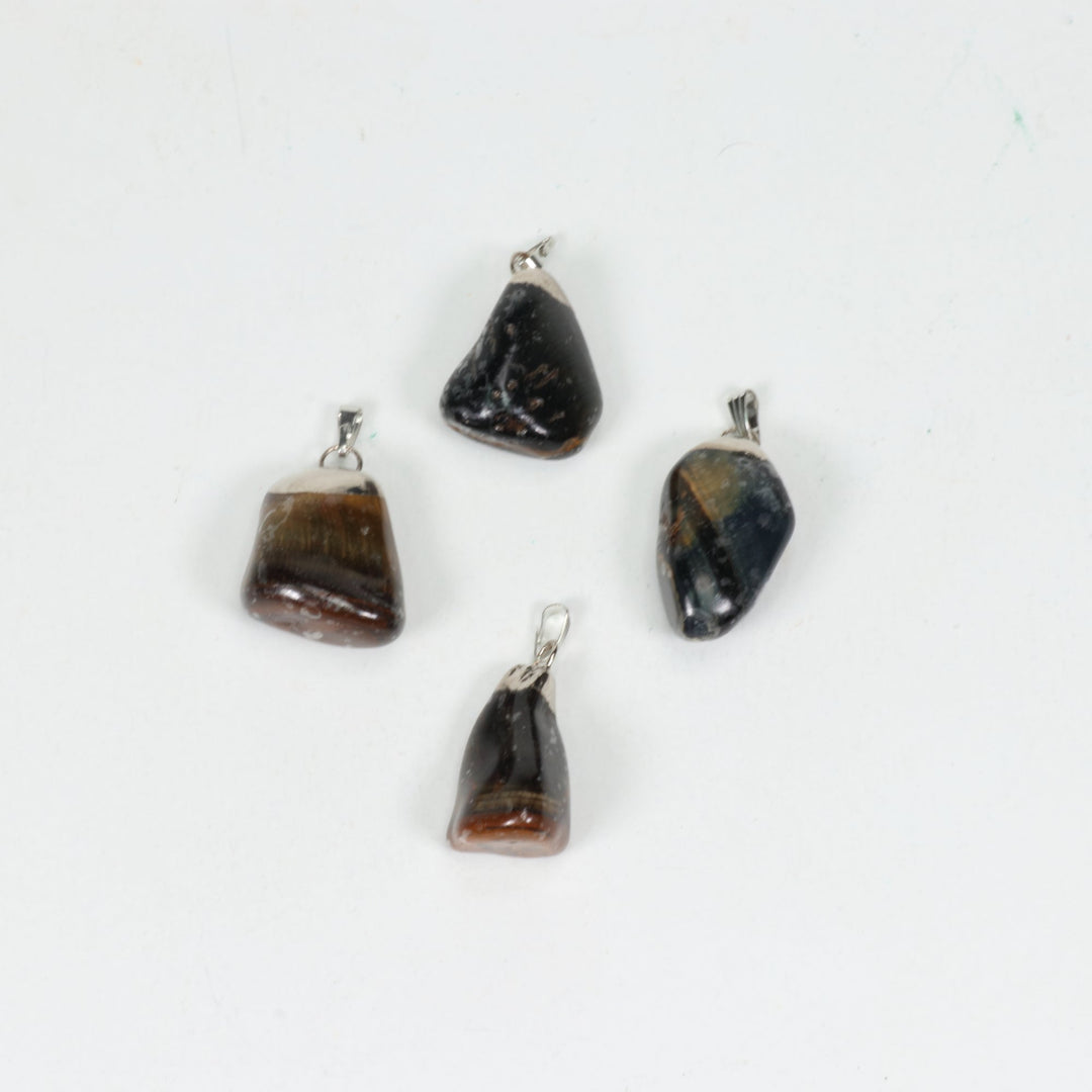 Handcrafted Natural Iron Tiger Eye Gemstone Pendant Necklace