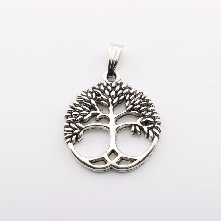 Silver-Colored Tree of Life Brass Pendant – Handcrafted Symbol of Growth and Strength