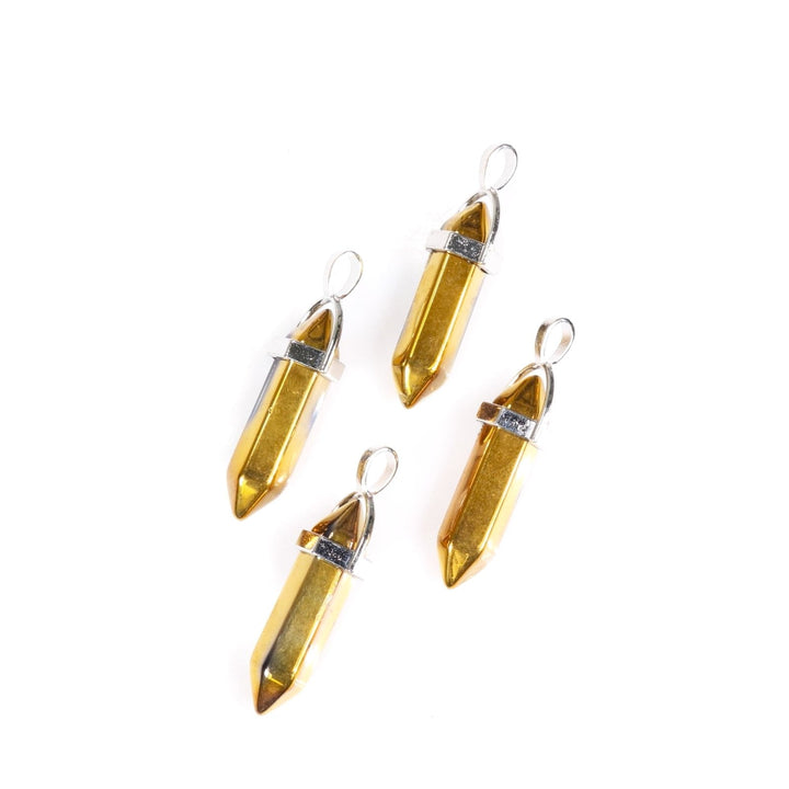 Handcrafted Synthetic Gold Quartz Point Pendant Necklace