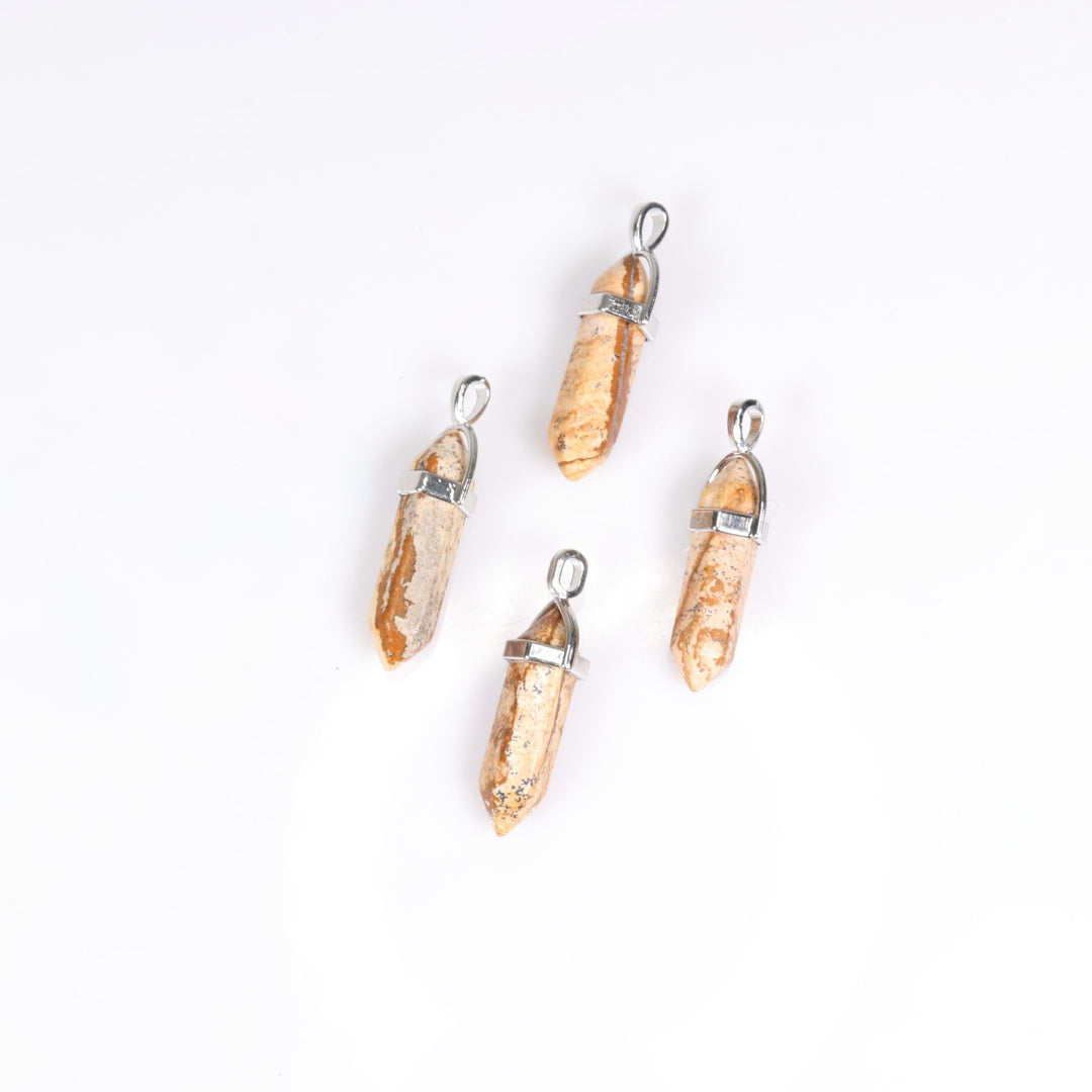 Handcrafted Natural Picture Jasper Point Pendant Necklace