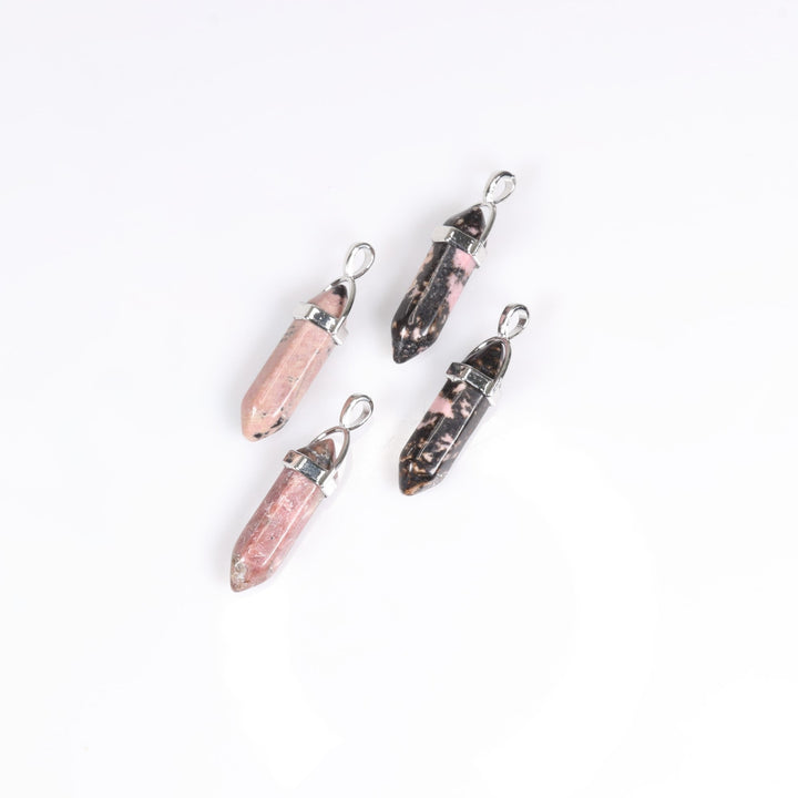 Handcrafted Natural Rhodonite Point Pendant Necklace