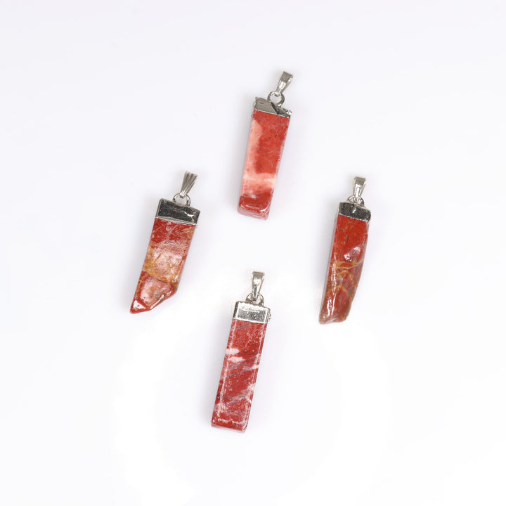 Handcrafted Natural Red Jasper Slab Stick Pendant Necklace