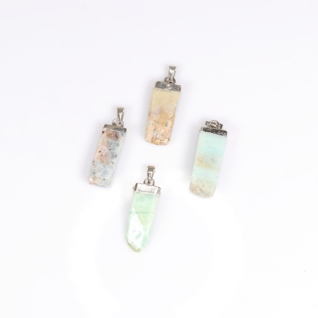 Handcrafted Natural Caribbean Calcite Slab Stick Pendant Necklace