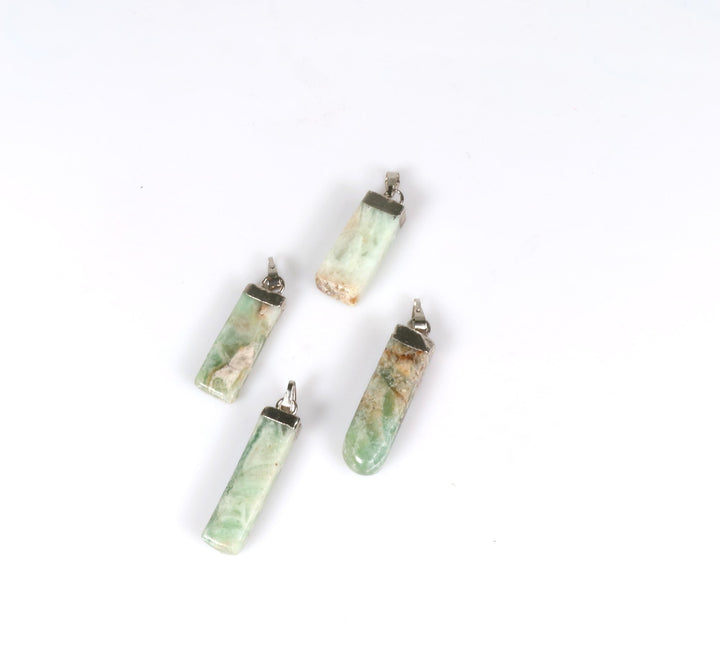 Handcrafted Natural Amazonite Slab Stick Pendant Necklace