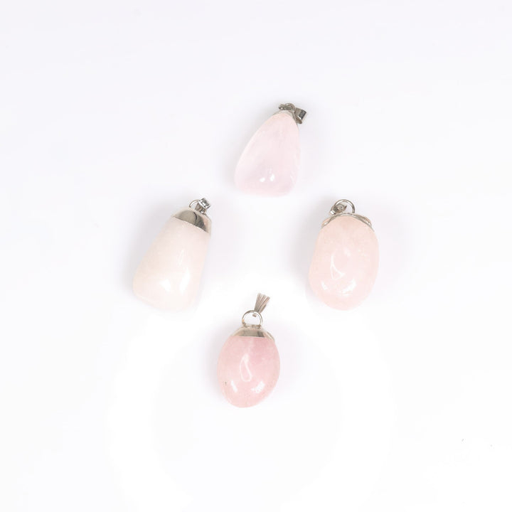 Handcrafted Natural Rose Quartz Gemstone Pendant Necklace