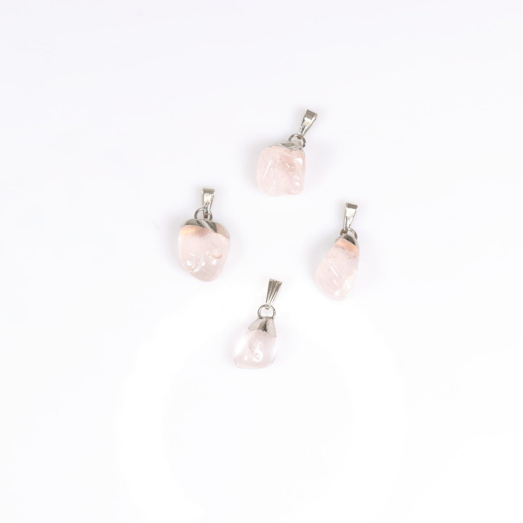 Handcrafted Natural Rose Quartz Gemstone Pendant Necklace