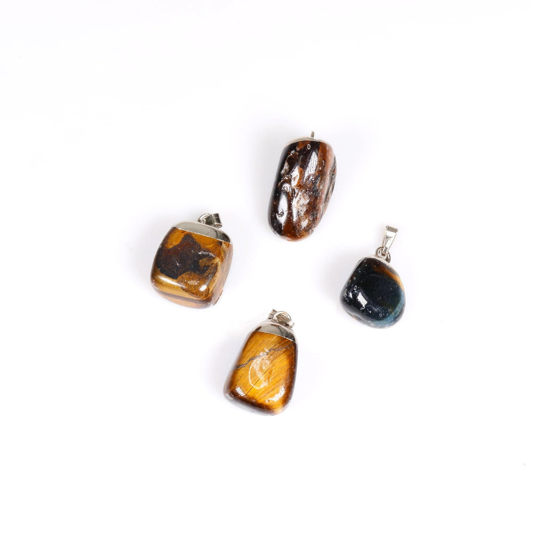 Handcrafted Natural Tiger Eye Gemstone Pendant Necklace