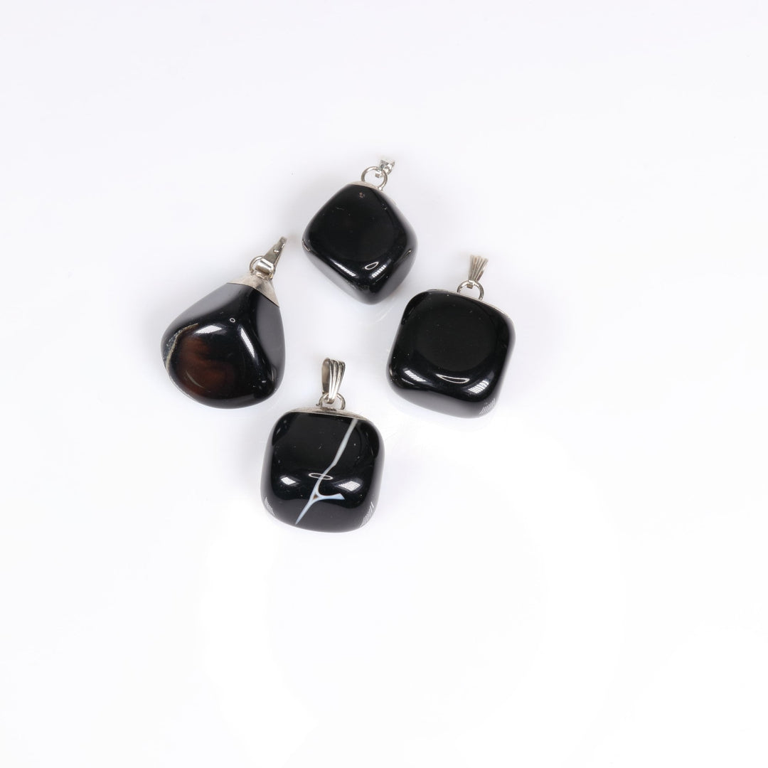 Handcrafted Natural Obsidian Gemstone Pendant Necklace